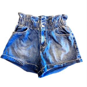 Happily Grey Ultra High Waist Paper Bag Waist Cuffed Denim Shorts, 1/25